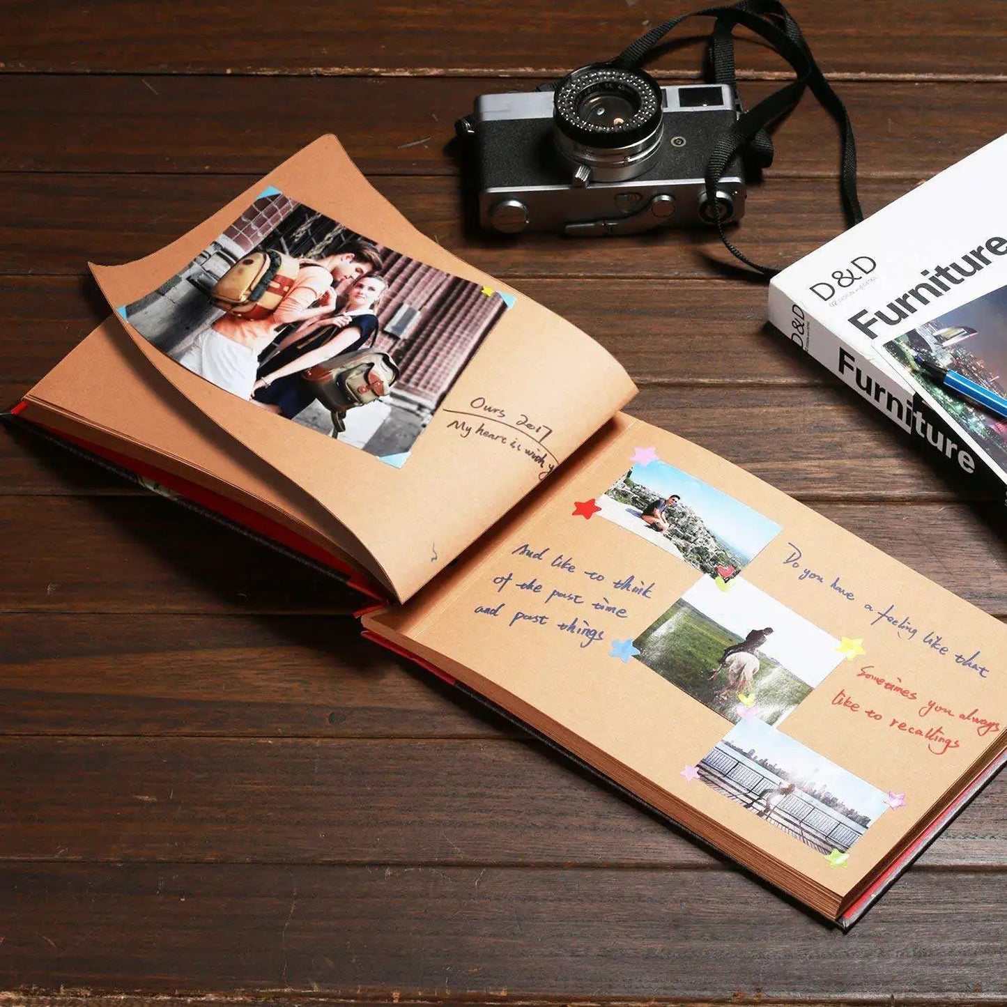 Handmade DIY Album Paste Vintage Album Our Adventure Book Up Family Scrapbook Photo Album