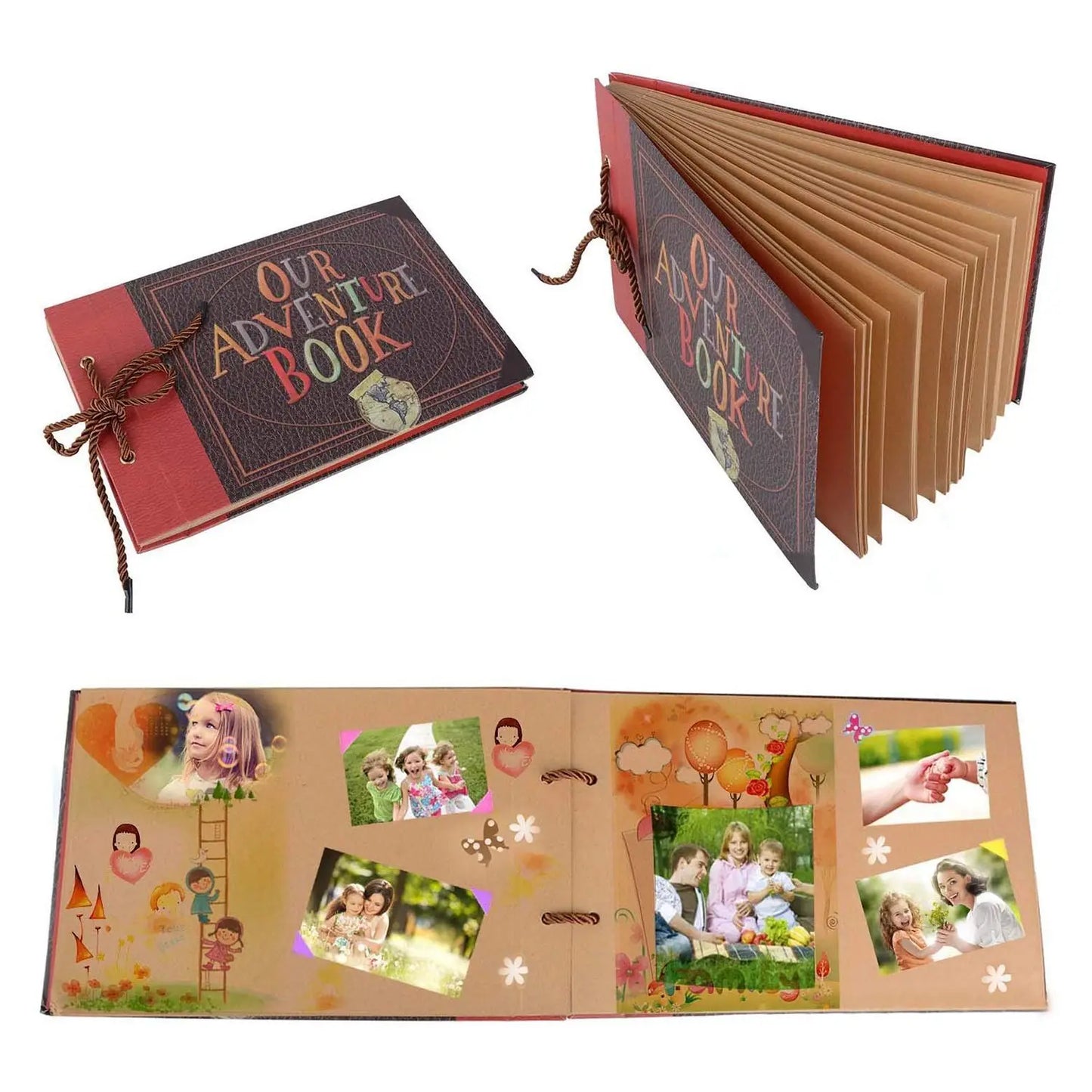 Handmade DIY Album Paste Vintage Album Our Adventure Book Up Family Scrapbook Photo Album